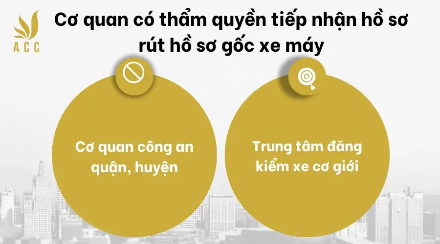 Cơ quan có thẩm quyền tiếp nhận hồ sơ rút hồ sơ gốc xe máy