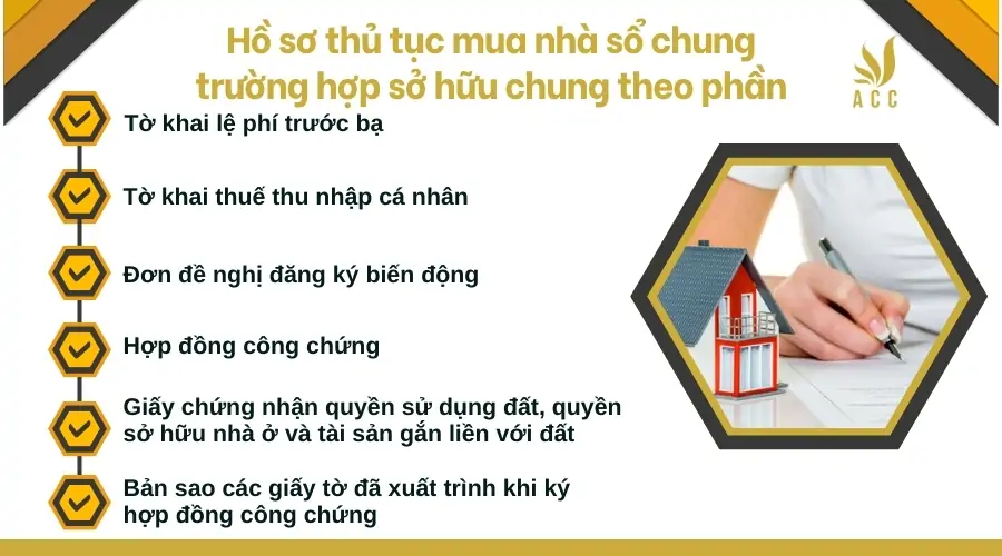 Hồ sơ thủ tục mua nhà sổ chung trường hợp sở hữu chung theo phần