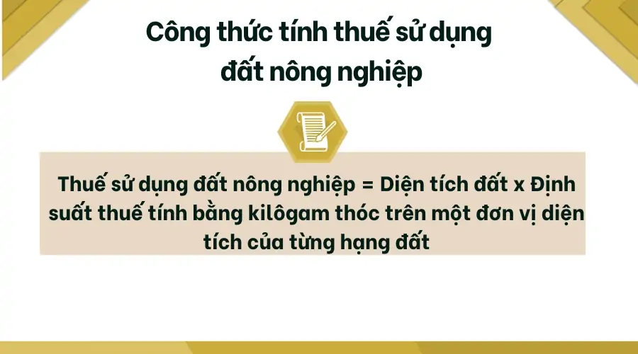 Công thức tính thuế sử dụng đất nông nghiệp