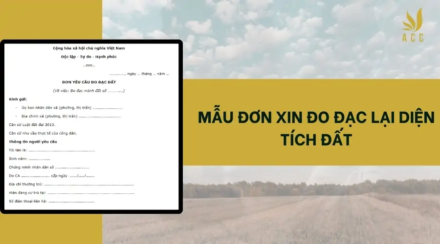 Mẫu đơn xin đo đạc lại diện tích đất