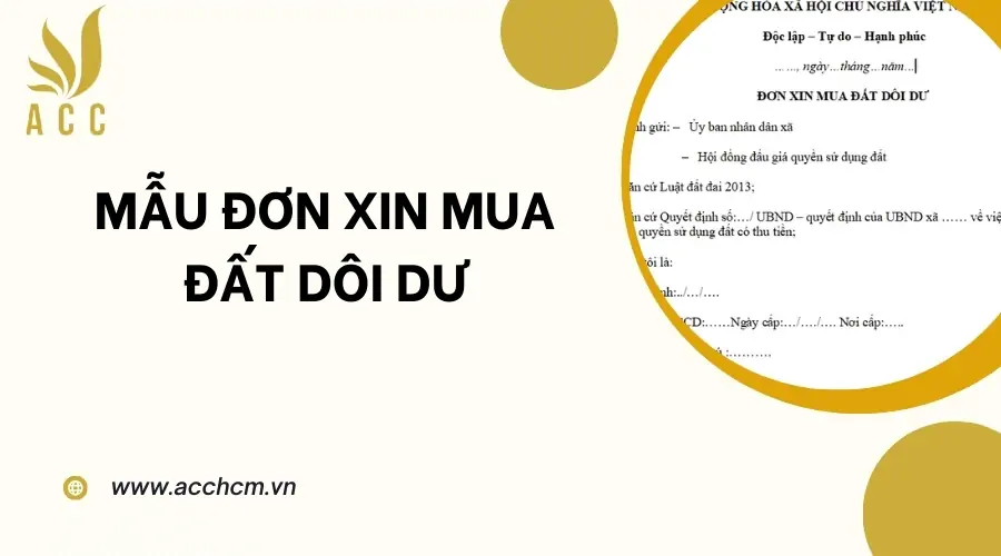 Mẫu đơn xin mua đất dôi dư