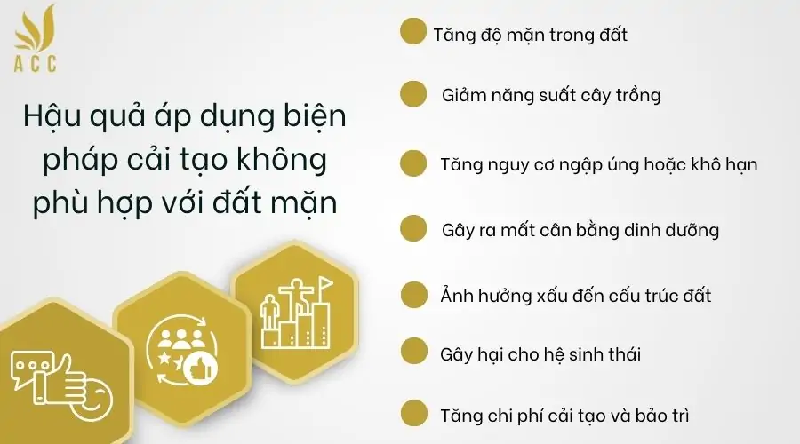 Hậu quả áp dụng biện pháp cải tạo không phù hợp với đất mặn