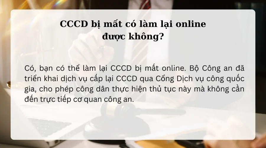 CCCD bị mất có làm lại online được không 