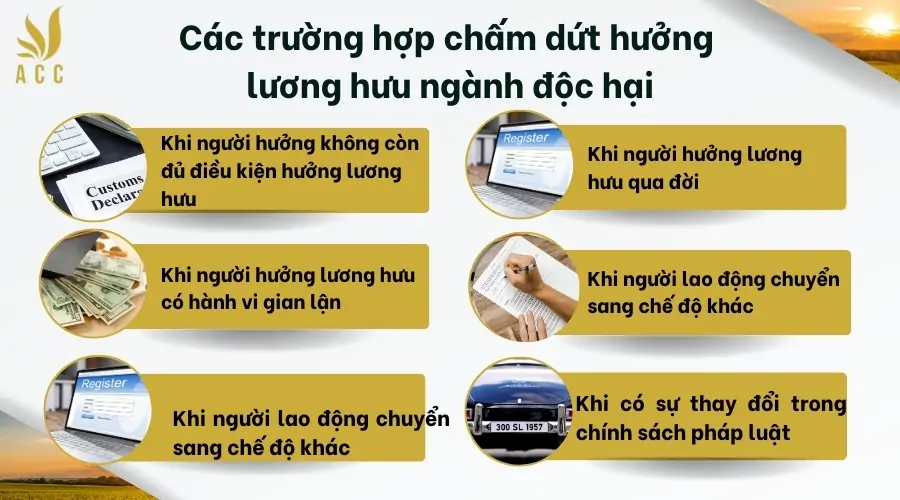 Các trường hợp chấm dứt hưởng lương hưu ngành độc hại