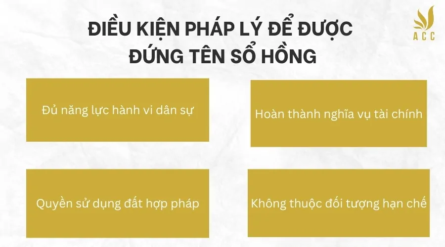 Điều kiện pháp lý để được đứng tên sổ hồng