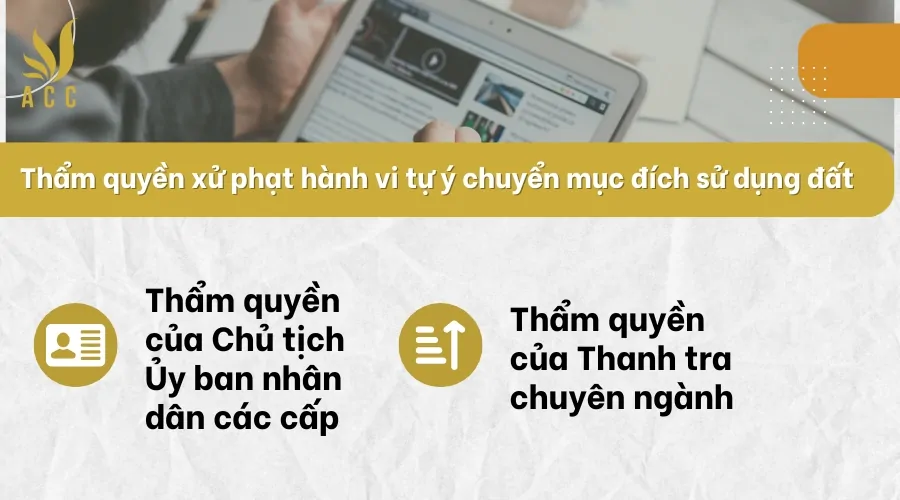 Thẩm quyền xử phạt hành vi tự ý chuyển mục đích sử dụng đất