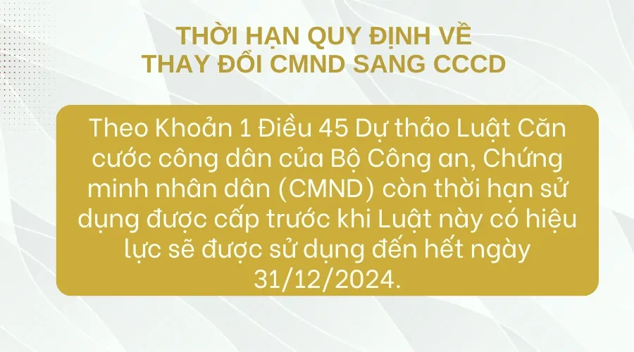 Thời hạn quy định về thay đổi CMND sang CCCD