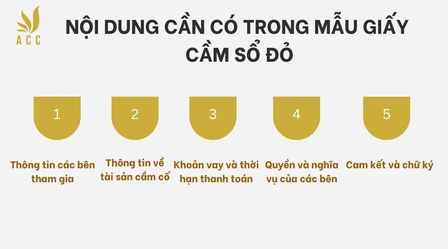 Nội dung cần có trong mẫu giấy cầm sổ đỏ