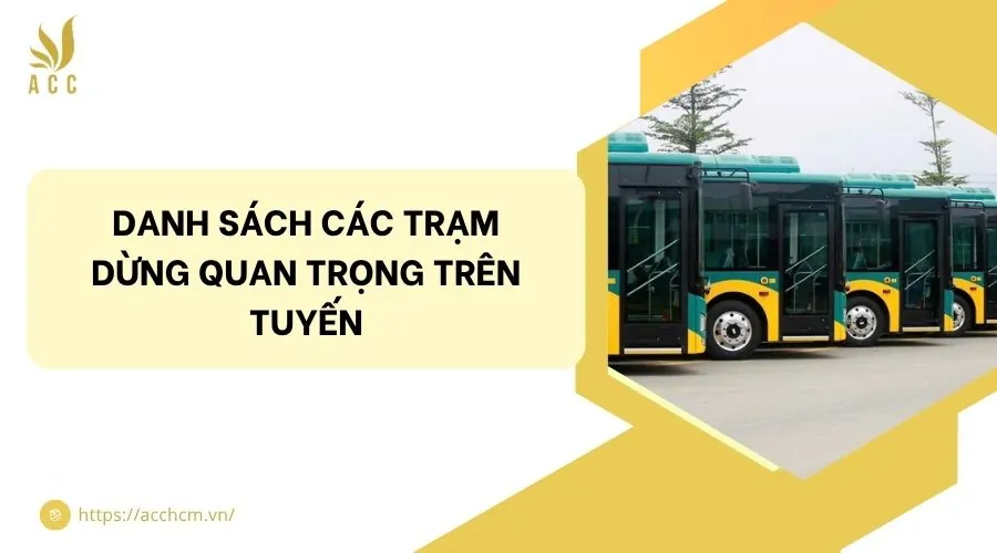 Danh sách các trạm dừng quan trọng trên tuyến