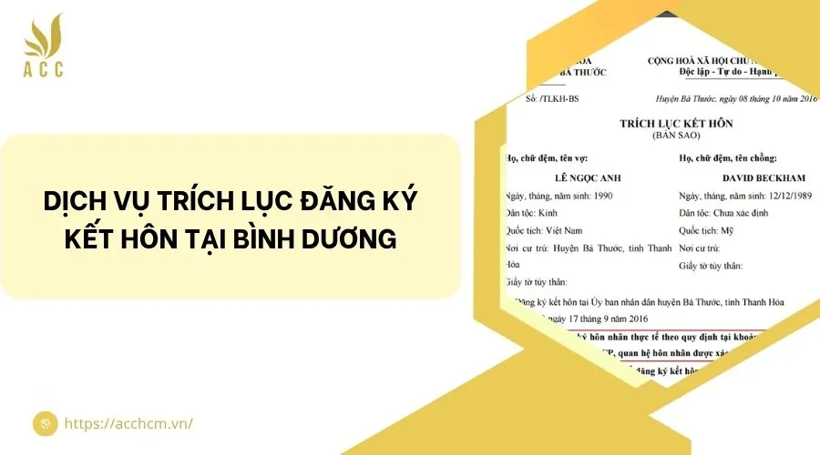 Dịch vụ trích lục đăng ký kết hôn tại Bình Dương